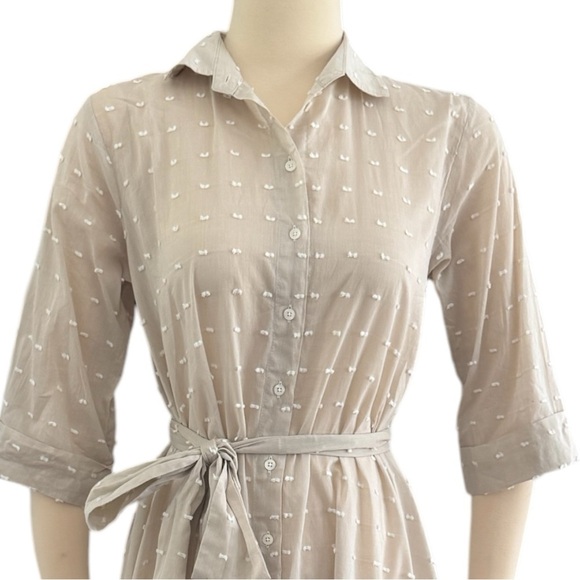 LISA MARIE FERNANDEZ Linen-blend Textures Gauze button down Midi cover-up Dress - Picture 9 of 16